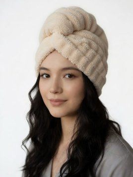 Turban-ręcznik do włos&oacute;w. Beżowy Hair Expert