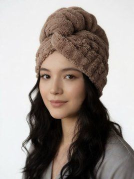 Turban-ręcznik do włos&oacute;w. Brązowy Hair Expert
