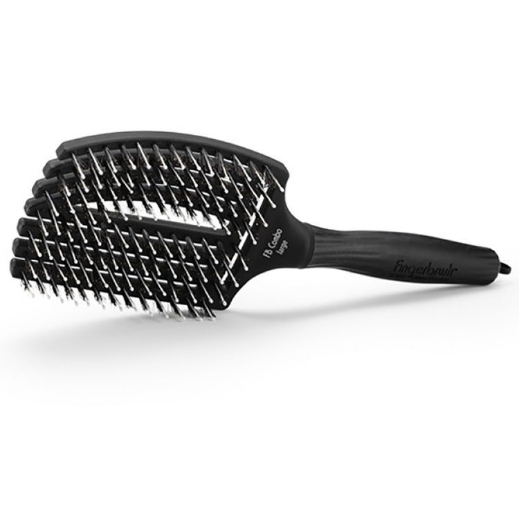 Olivia Garden Pędzel do masażu z naturalnym włosiem Finger Brush Combo Duży, czarny, art. OGBFBC3L