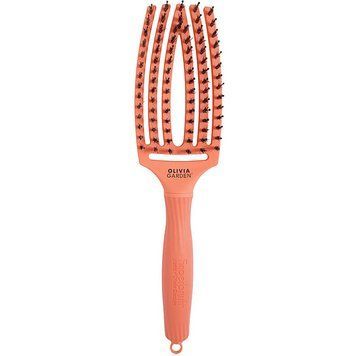 Olivia Garden Pędzel do masażu z naturalnym włosiem Finger Brush Combo Medium, koral, art. OGBFC-CO