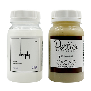 Keratin Portier Cacao + Deeply Hardcore Cleansing Shampoo 8.0 pH 100+100 ml